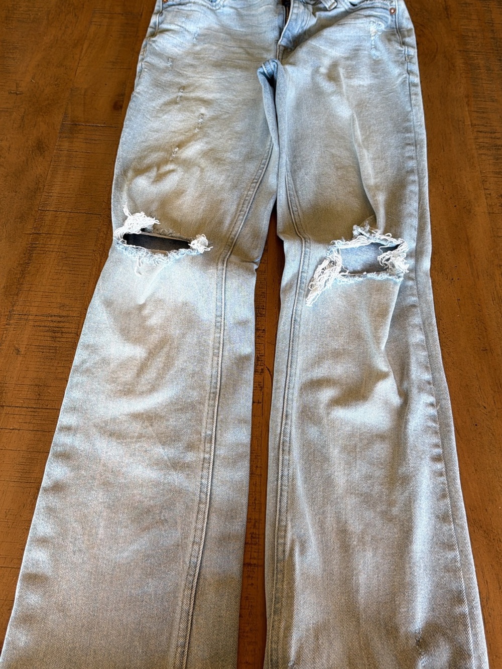 Light Blue Women's Distressed Boot Cut Jeans